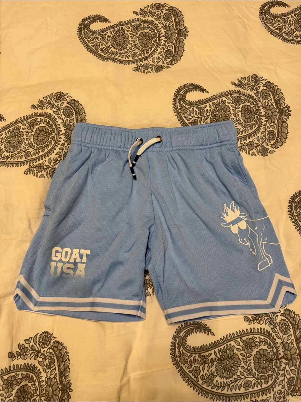 GOAT USA Light Blue Kids Athletic Shorts with Drawstring